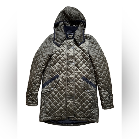 Zara women’s army green quilted zip up jacket with hood Size XS - Picture 1 of 10